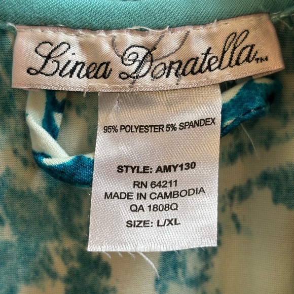 Linea Donatella Amaya 3/4-Sleeve Printed Robe Teal and White Size L/XL - Picture 7 of 8